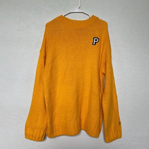 Large Boyfriend Crewneck Yellow Gold Sweater by Victoria Secret Pink - Picture 4 of 7